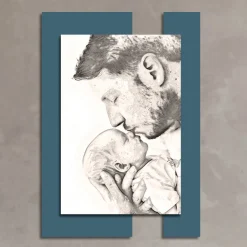 Quadro in Legno con Stampa di Uomo con Bambino Made in Italy - Kosovo
