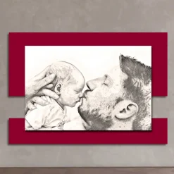 Quadro in Legno con Stampa di Uomo con Bambino Made in Italy - Kosovo