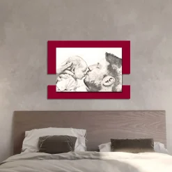 Quadro in Legno con Stampa di Uomo con Bambino Made in Italy - Kosovo