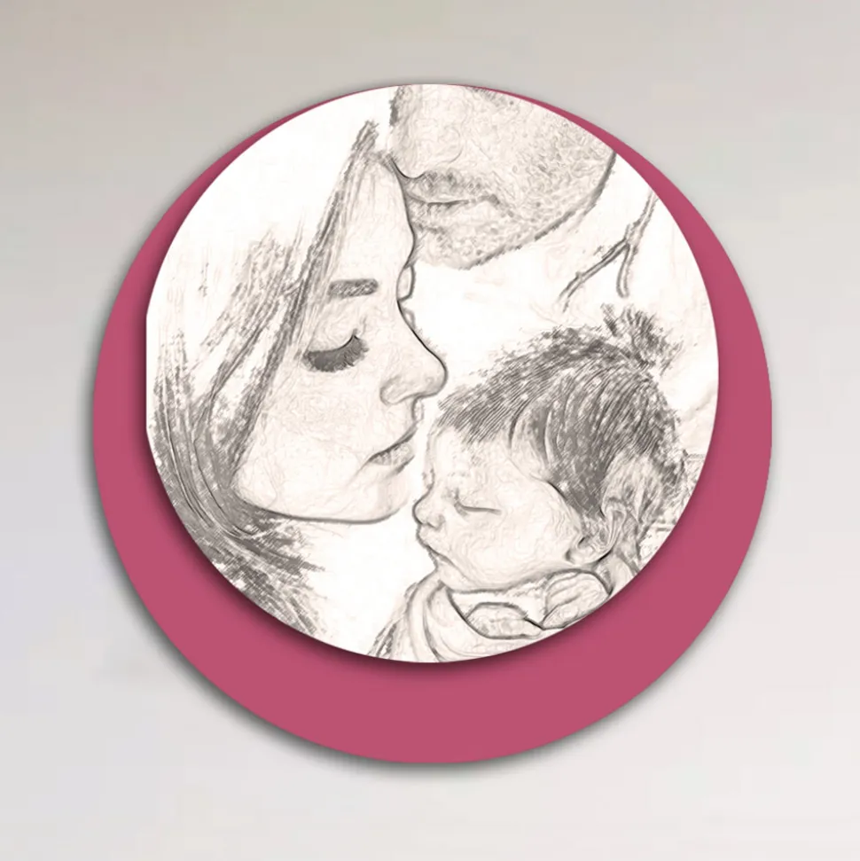 Quadro in Legno con Stampa di una Famiglia Unita Made in Italy - Canada