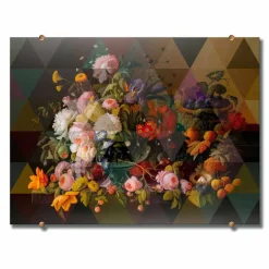 Quadro Moderno da Parete in Vetro con Stampa Floreale Made in Italy - Ganza