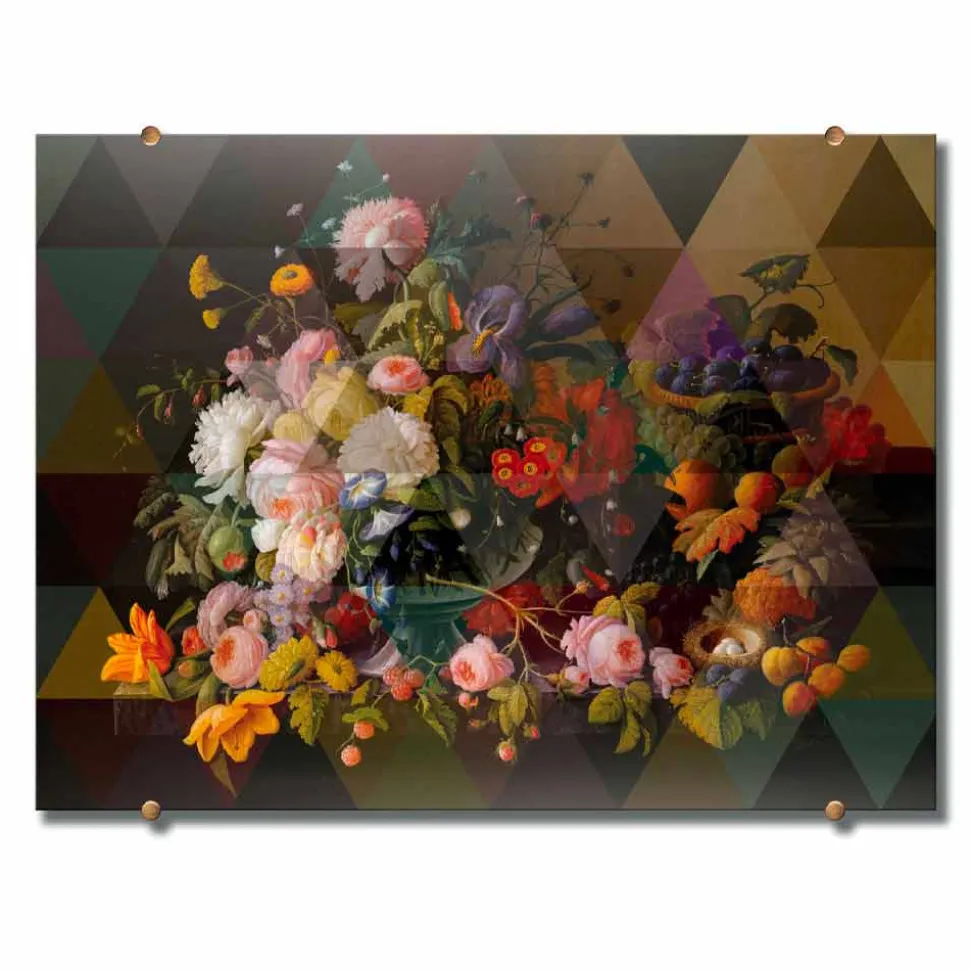 Quadro Moderno da Parete in Vetro con Stampa Floreale Made in Italy - Ganza