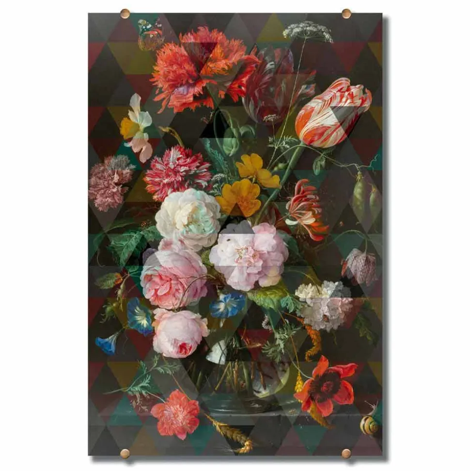 Quadro Moderno da Parete in Vetro con Stampa Floreale Made in Italy - Ganza