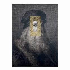 Quadro Moderno in Tela Stampata con Decoro in Foglia Oro Made in Italy - Vinci