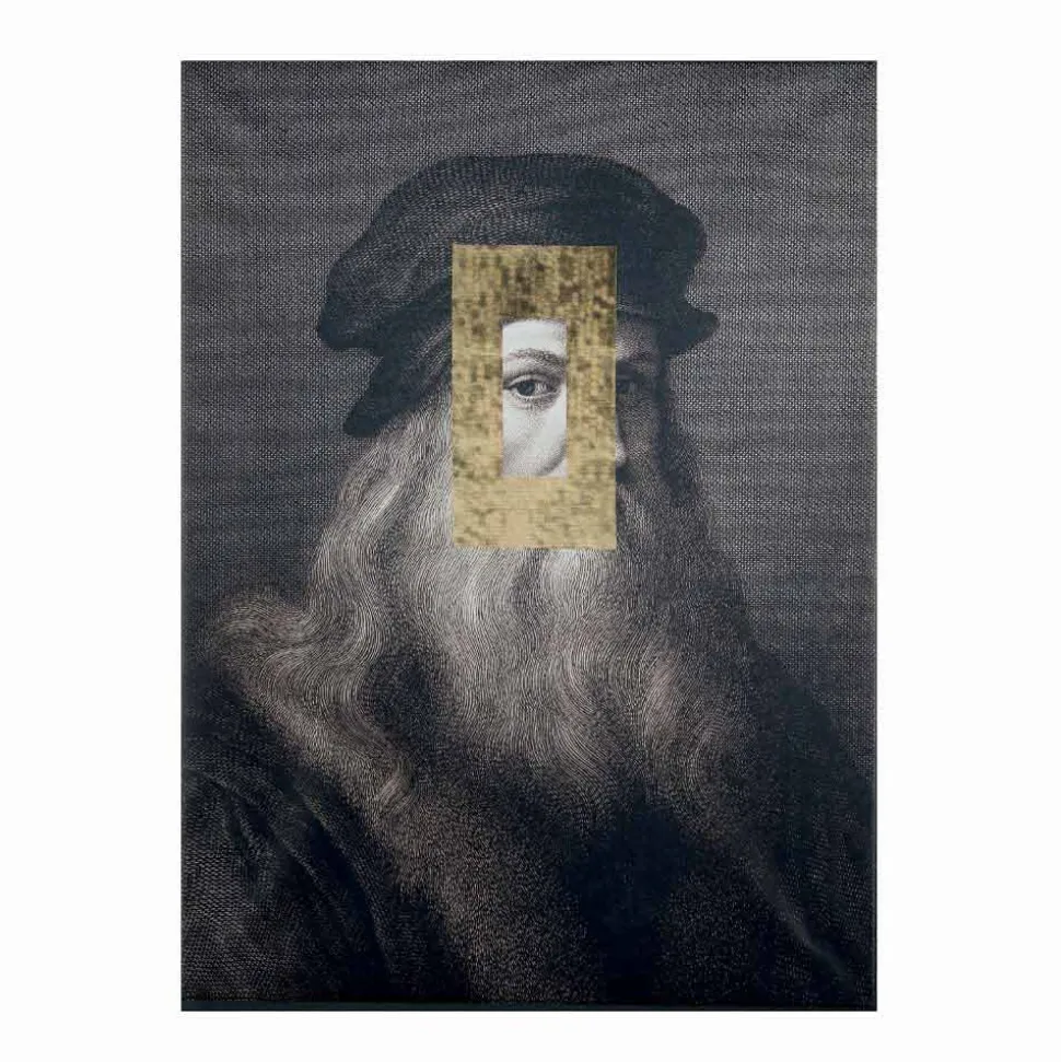 Quadro Moderno in Tela Stampata con Decoro in Foglia Oro Made in Italy - Vinci