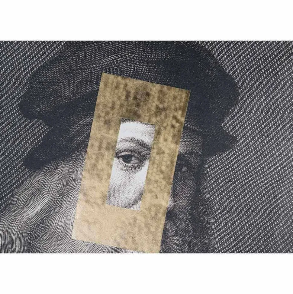 Quadro Moderno in Tela Stampata con Decoro in Foglia Oro Made in Italy - Vinci