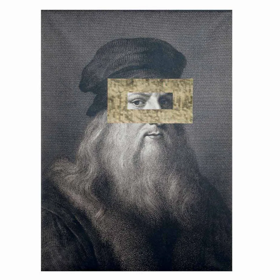 Quadro Parete in Tela Stampata con Dettaglio in Foglia Oro Made in Italy - Vinci