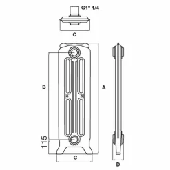 Radiatore di Design 5 Elementi Lisci in Ghisa da Terra fino 914 W - Barocco