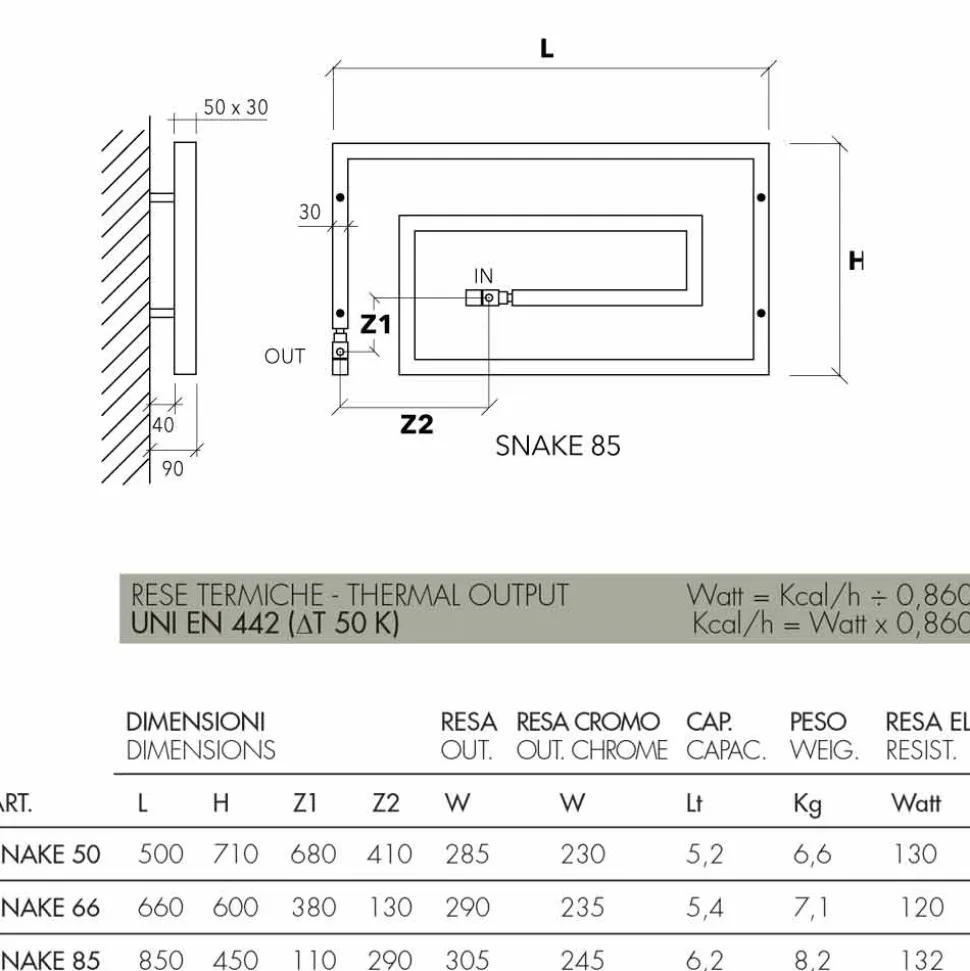 Radiatore termoarredo idraulico cromato Snake Scirocco H, di design