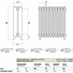 Radiatore termoarredo idraulico in ghisa decorato Tiffany Scirocco H