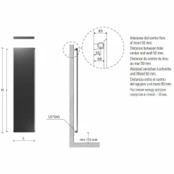 Radiatore Verticale di Design in Acciaio Bianco Grigiastro fino a 839 W - Ice