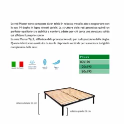 Rete Matrimoniale con Doghe in Legno Bio Comfort 1 160x190 cm - Mast