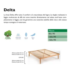 Rete Matrimoniale in Legno di Faggio 160x190 cm Bio Delta - Delta