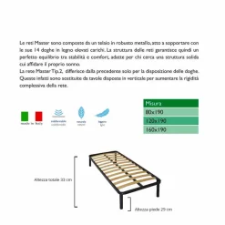 Rete una Piazza e Mezzo con Doghe in Legno Bio Comfort 1 120x190 cm - Mast