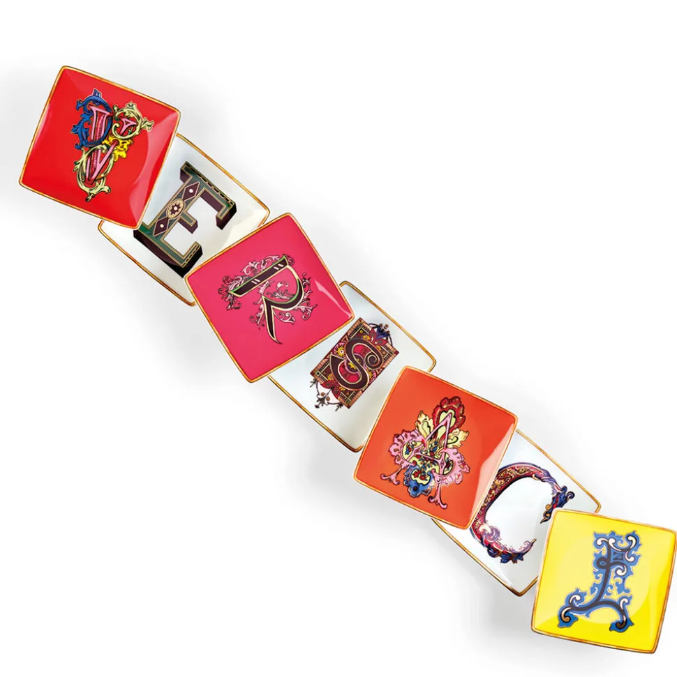 Rosenthal Versace Alphabet 6 Coppette Quadre Piane in Porcellana - Alphabet