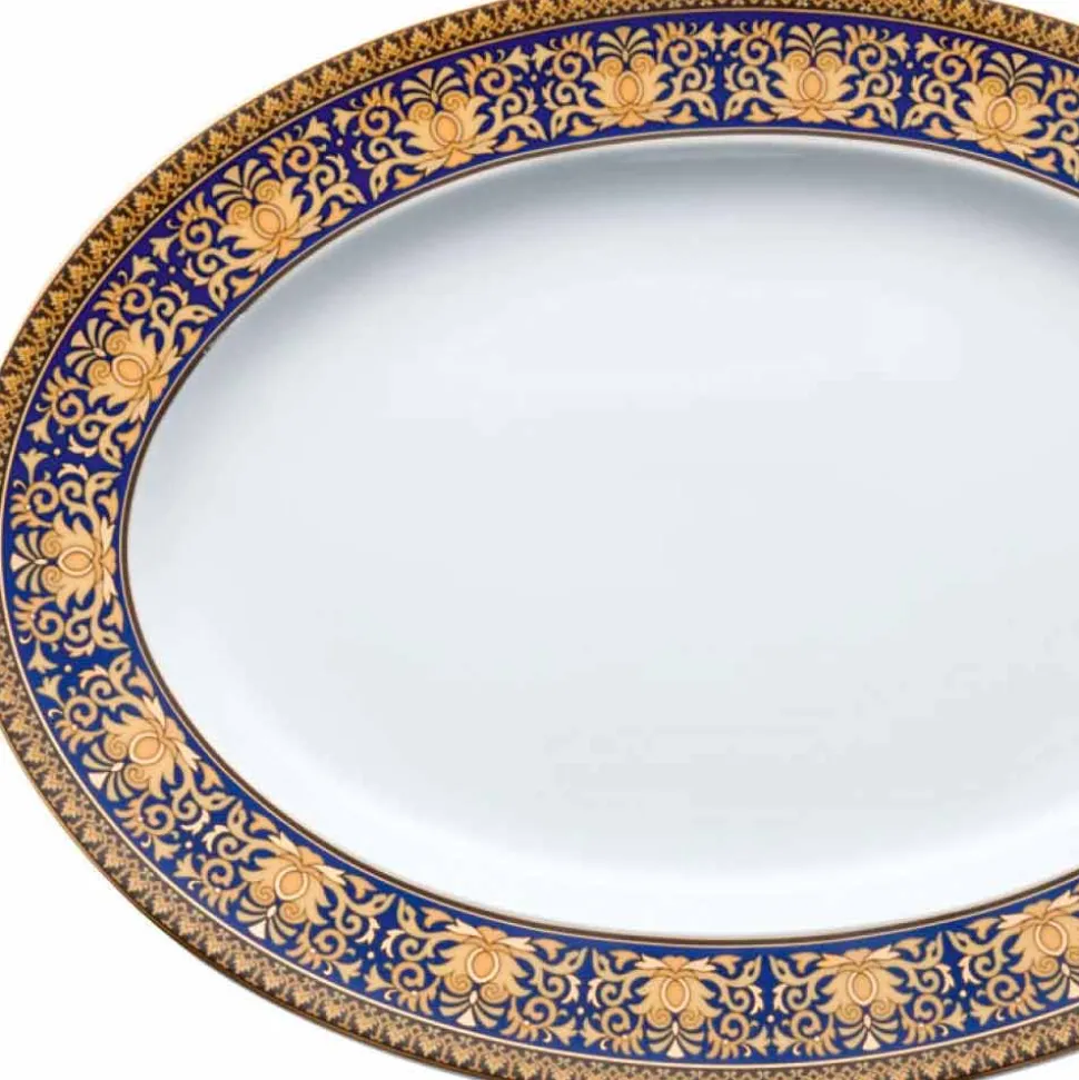 Rosenthal Versace Medusa Blue Piatto ovale di design in porcellana