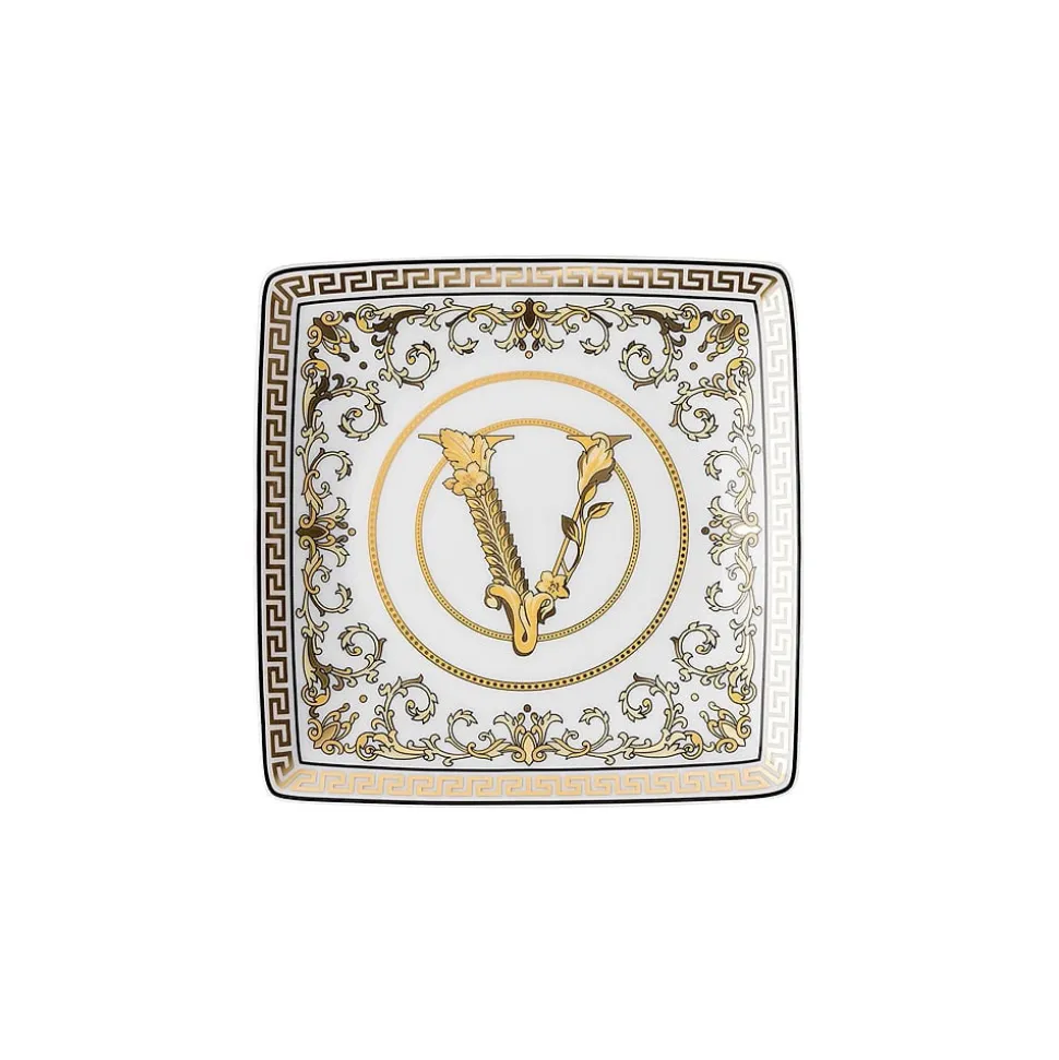 Rosenthal Versace Virtus Gala 6 Coppette Quadre Piane 15x15 cm in Porcellana - Barocco