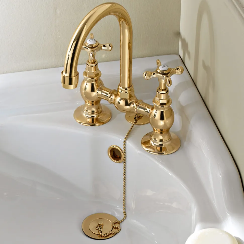Rubinetteria a Ponte per Lavabo in Ottone Artigianale Classico - Fioretta