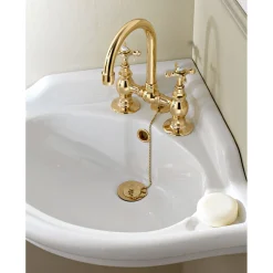 Rubinetteria a Ponte per Lavabo in Ottone Artigianale Classico - Fioretta