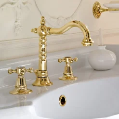 Rubinetteria Lavabo di Design Vintage a 3 Fori in Ottone Made in Italy – Ursula