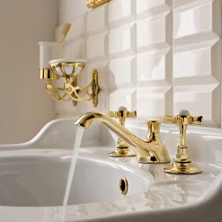 Rubinetteria Lavabo in Ottone a 3 Fori, Stile Vintage, Made in Italy – Katerina