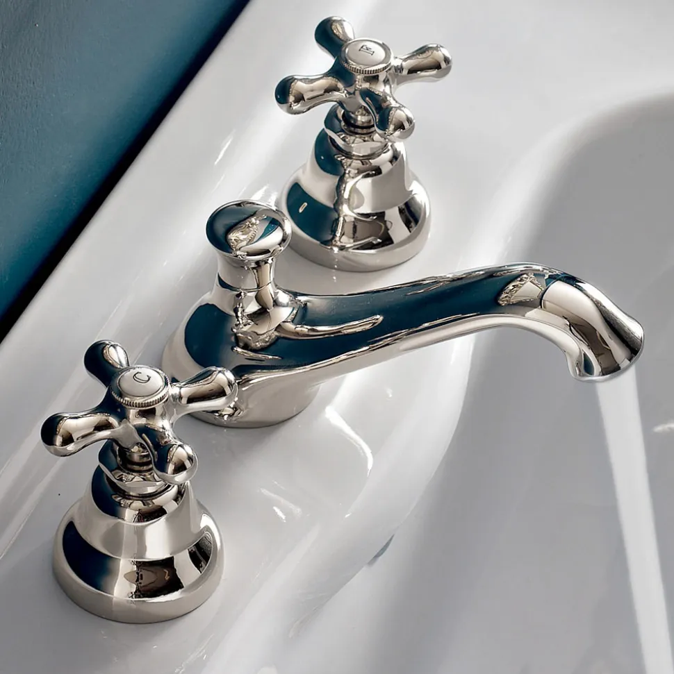 Rubinetto 3 Fori da Lavabo Bagno in Ottone con Scarico Stile Classico - Ercolina