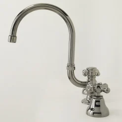 Rubinetto Lavabo Bagno 3 Fori in Ottone Bocca Alta con Scarico - Ercolina