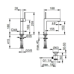Rubinetto Miscelatore Monocomando per Lavabo in Ottone Cromato - Erik
