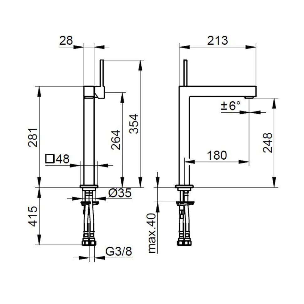 Rubinetto Miscelatore Monocomando per Lavabo in Ottone Cromato - Erik