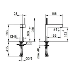 Rubinetto Miscelatore Monocomando per Lavabo in Ottone Cromato - Erik