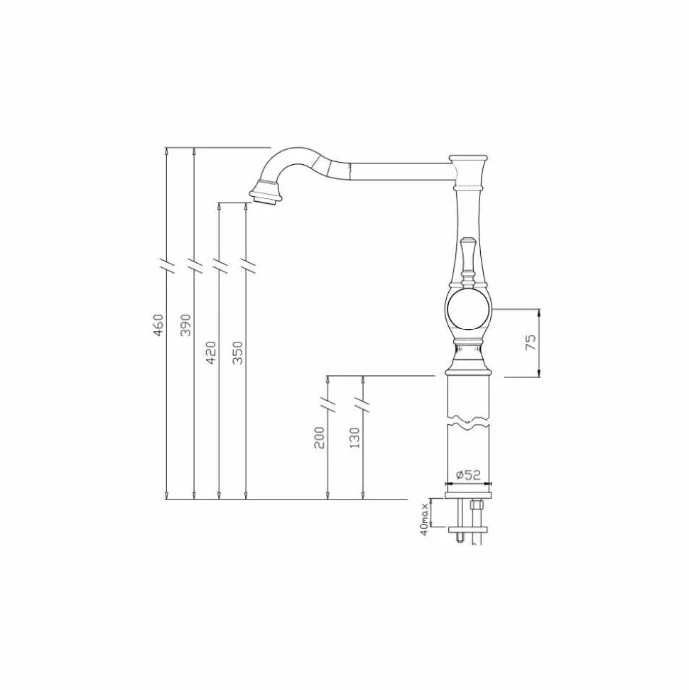 Rubinetto Miscelatore per Lavabo di Design a Canna Alta Made in Italy - Neno