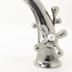 Rubinetto Monoforo Lavabo Bagno in Ottone con Scarico Stile Classico - Ercolina