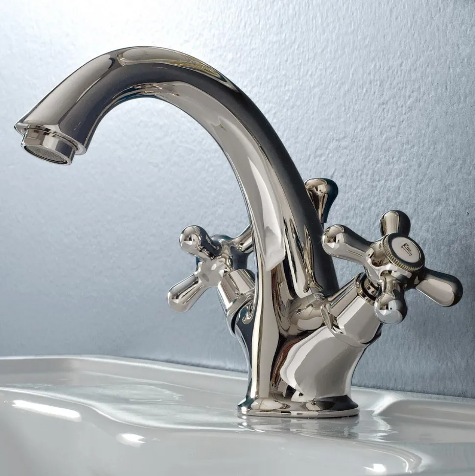 Rubinetto Monoforo Lavabo Bagno in Ottone con Scarico Stile Classico - Ercolina