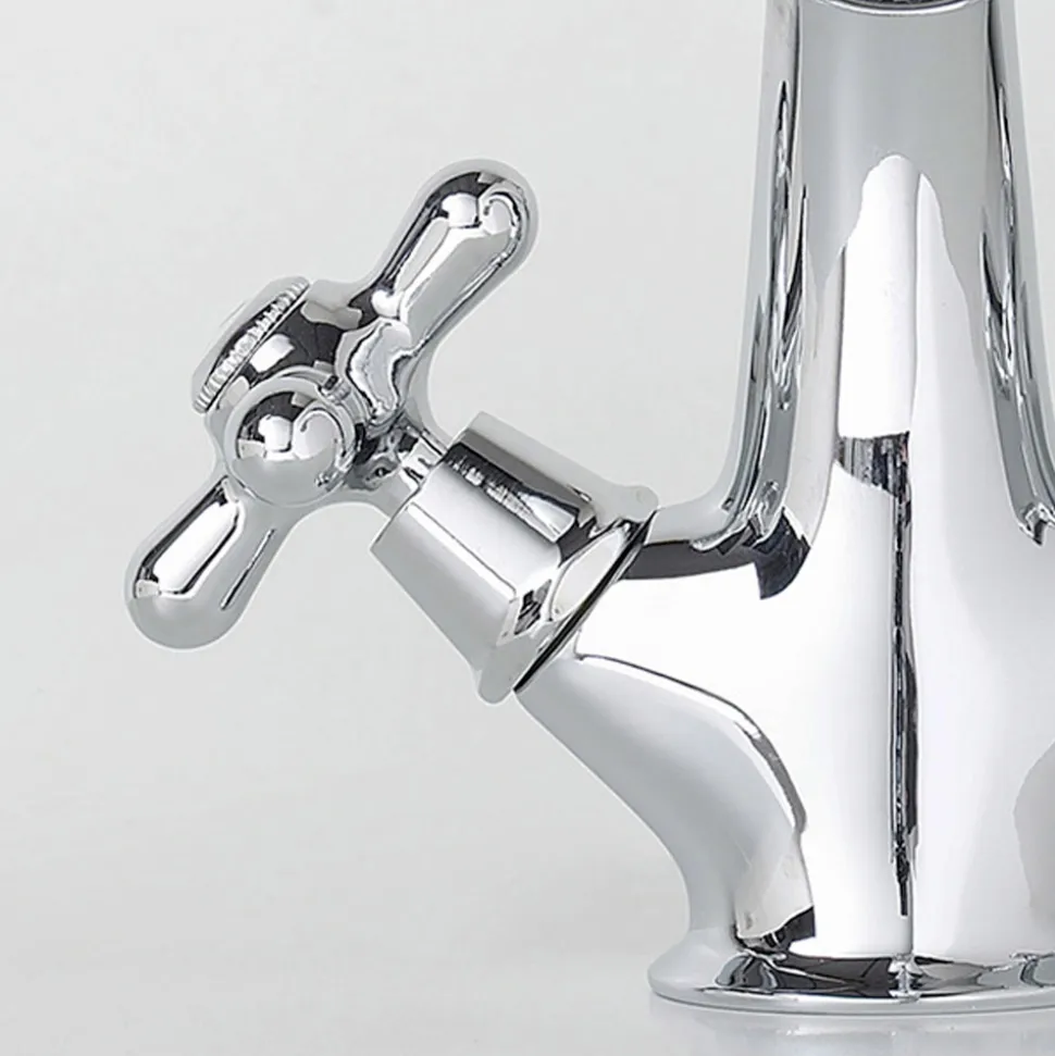 Rubinetto Monoforo Lavabo Bagno in Ottone con Scarico Stile Classico - Ercolina