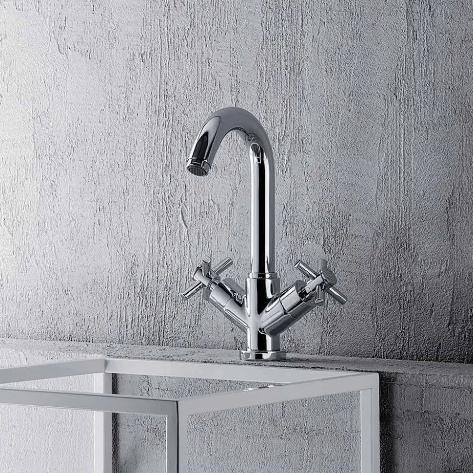Rubinetto Monoforo Orientabile con Scarico in Ottone Cromo Made in Italy - Zumbo