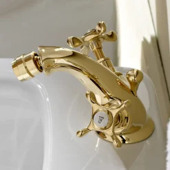 Rubinetto Monoforo per Bidet in Ottone Maniglie a Farfalla Classico - Fioretta