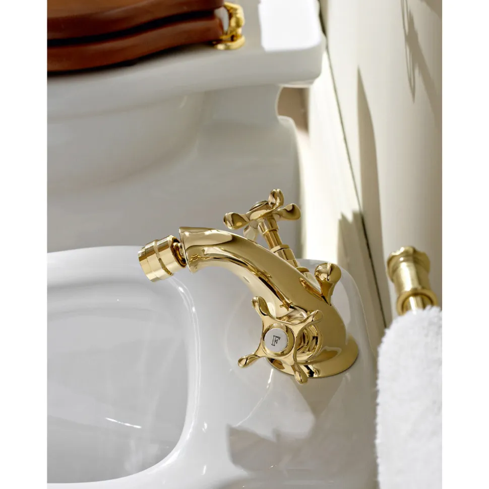 Rubinetto Monoforo per Bidet in Ottone Maniglie a Farfalla Classico - Fioretta