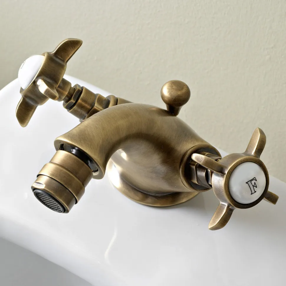Rubinetto Monoforo per Bidet Classico in Ottone e Maniglie a Farfalla - Miriano