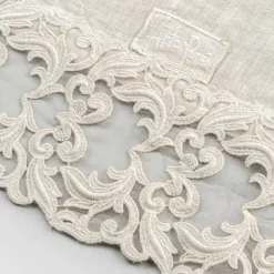Runner da Tavolo in Lino con Pizzo, Design di Lusso in 2 Colori - Farnese