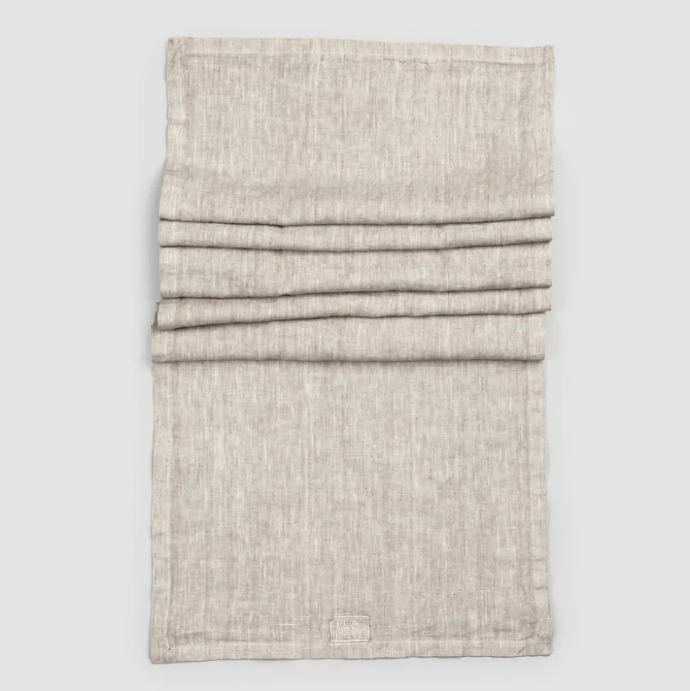 Runner in Lino Beige con Bordo con Piega Lusso Artigianale Italiano - Limao