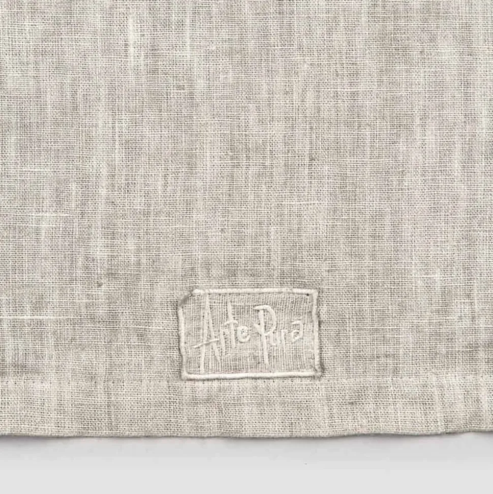 Runner in Lino Beige con Bordo con Piega Lusso Artigianale Italiano - Limao