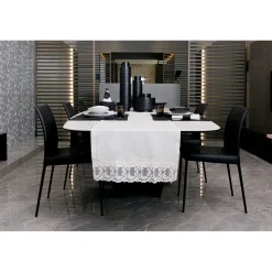 Runner in Lino con Pizzo Bianco da Tavolo - Farnese