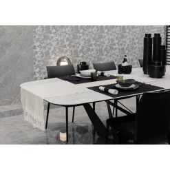 Runner in Lino con Pizzo Bianco da Tavolo - Farnese