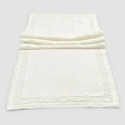 Runner in Lino Pesante Bianco Naturale con Goffratura Lusso Italiano - Limao