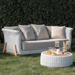 Salotto Componibile da Giardino in Teak e Corda Intrecciata a Mano - Arjuna