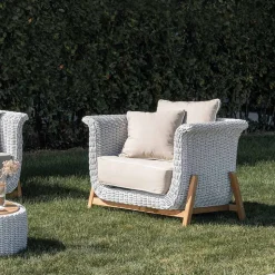 Salotto Componibile da Giardino in Teak e Corda Intrecciata a Mano - Arjuna