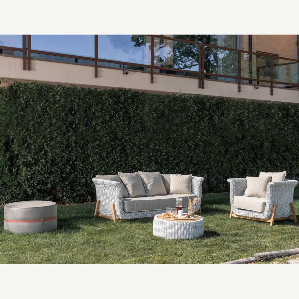 Salotto Componibile da Giardino in Teak e Corda Intrecciata a Mano - Arjuna
