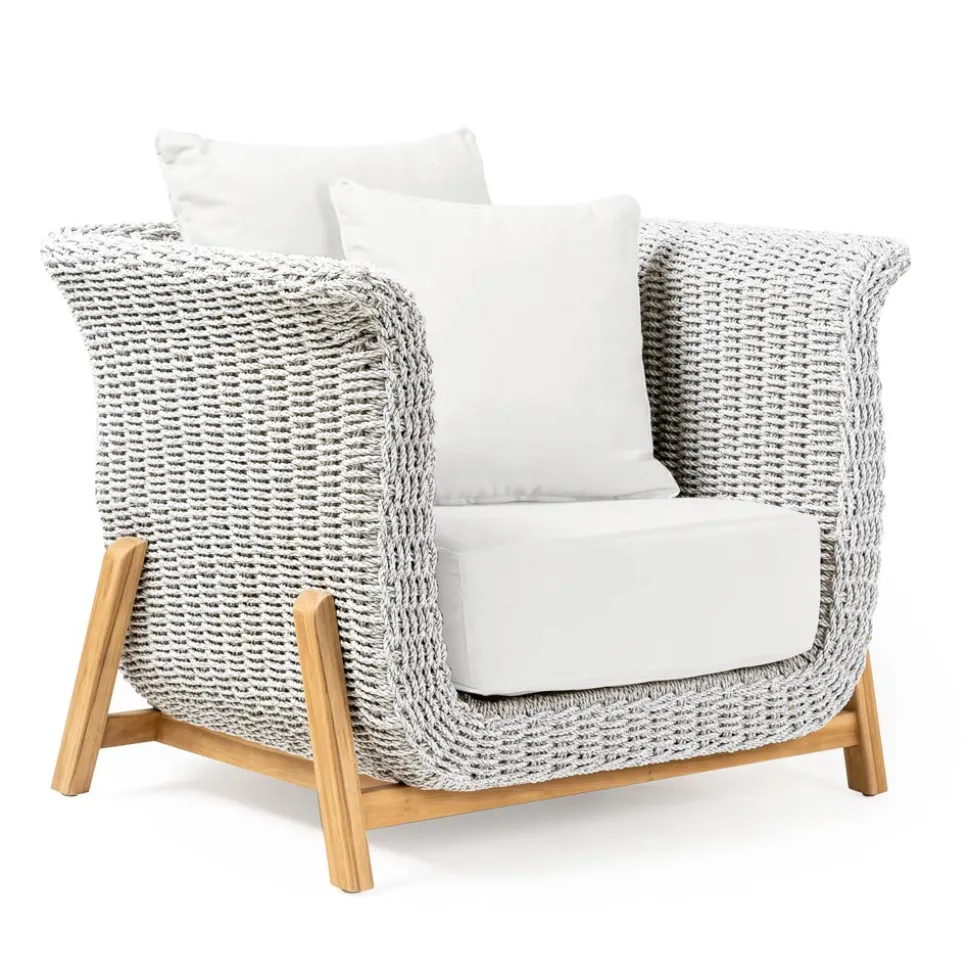 Salotto Componibile da Giardino in Teak e Corda Intrecciata a Mano - Arjuna