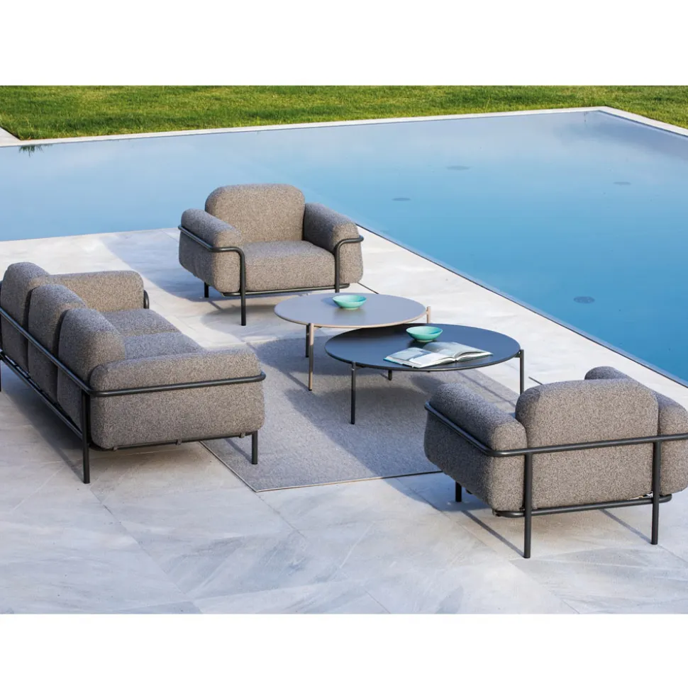 Salotto da Esterno con Divano e 2 Poltrone in Tessuto Made in Italy - Suki