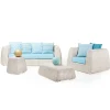 Salotto da Esterno in Polyrattan e Cuscini Azzurri - Charlie